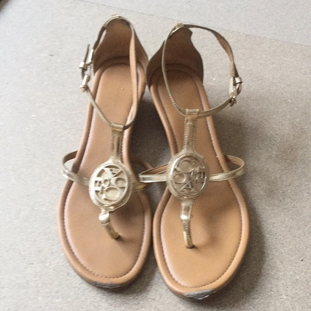 Gold color Coach sandals
